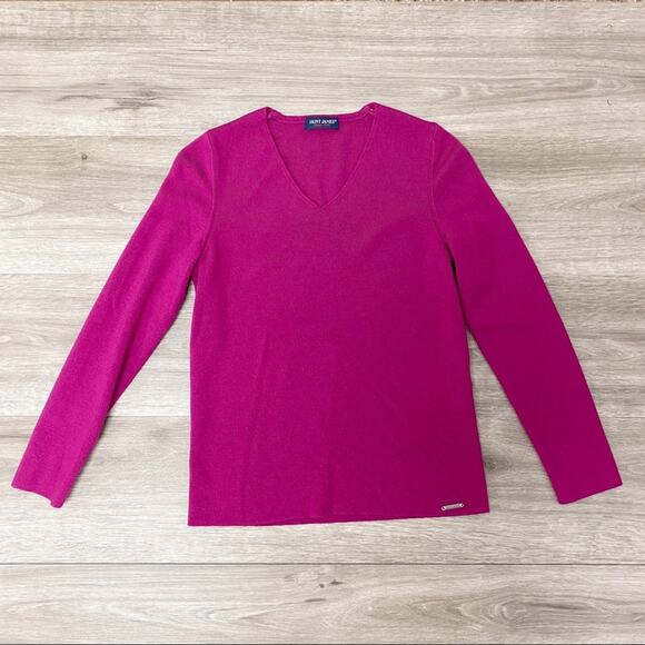 Saint James V-neck Sweater in Raspberry Size 6 - Picture 4 of 10